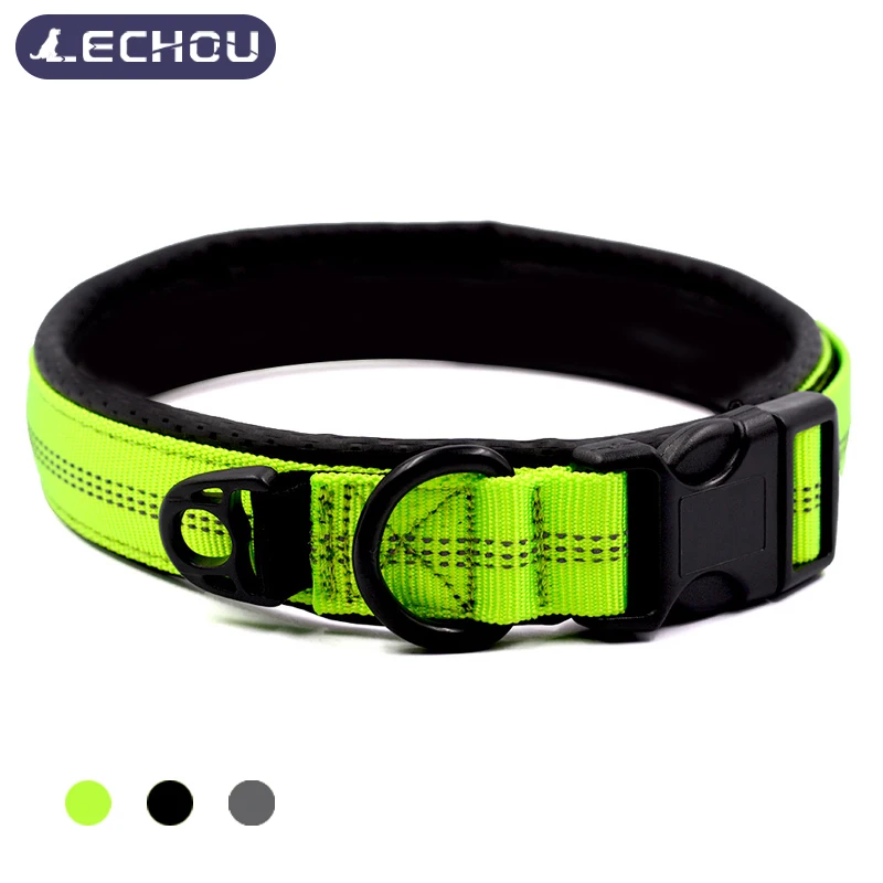 

Reflective Dog Collar Soft Filling Breathable Nylon Pet Collar Adjustable for Small Medium Large Dogs Collar Durable All-weather
