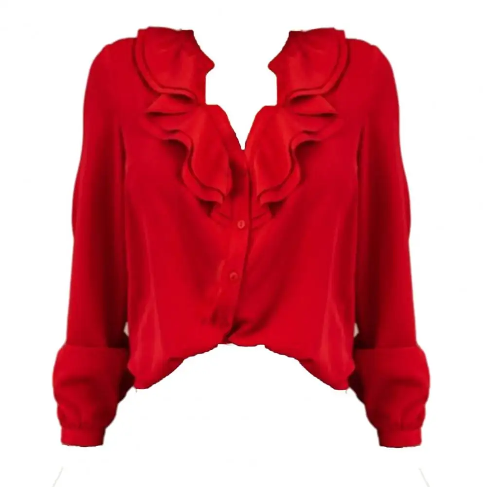 Женская Свободная блузка с V-образным вырезом и длинным рукавом