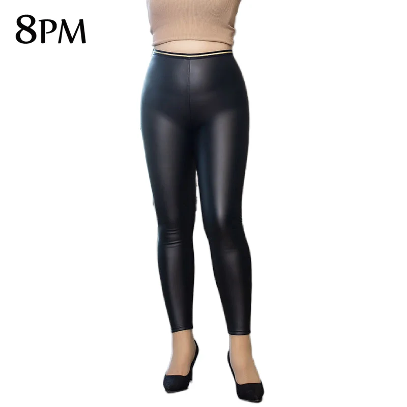 

Искусственная кожа женские лосины, обтягивающие флис фитнес карандаш Pantsb с высокой талией зимние брюки привлекательные пуш-ап леггинсы ...