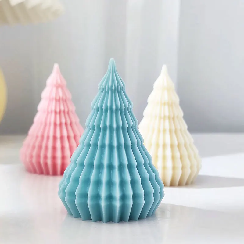 

Handmade Origami Christmas Tree Candle Silicone Mold Aromatherapy Gypsum Ornament Epoxy Resin Soy Wax Mould Crafts Gift