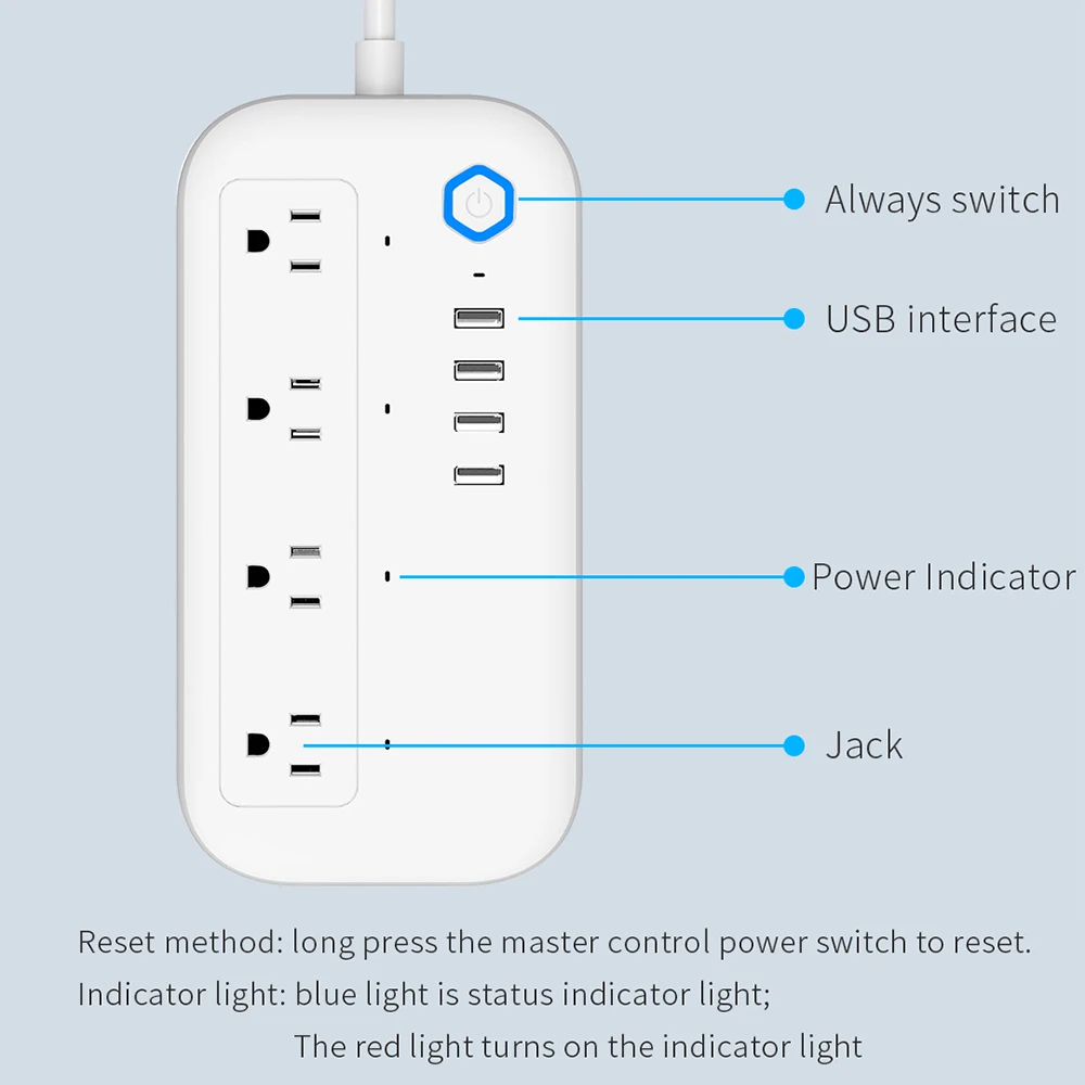 Умный удлинитель Tuya с Wi-Fi 5 В/2 А 4 USB-порта |