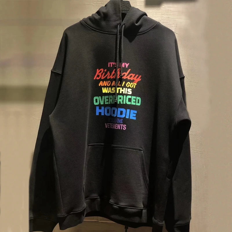 

New VTM It's my Birthday Vetements Men Women Hoodie Hooded Colorful Letter Printing Pullover Clothes y2k