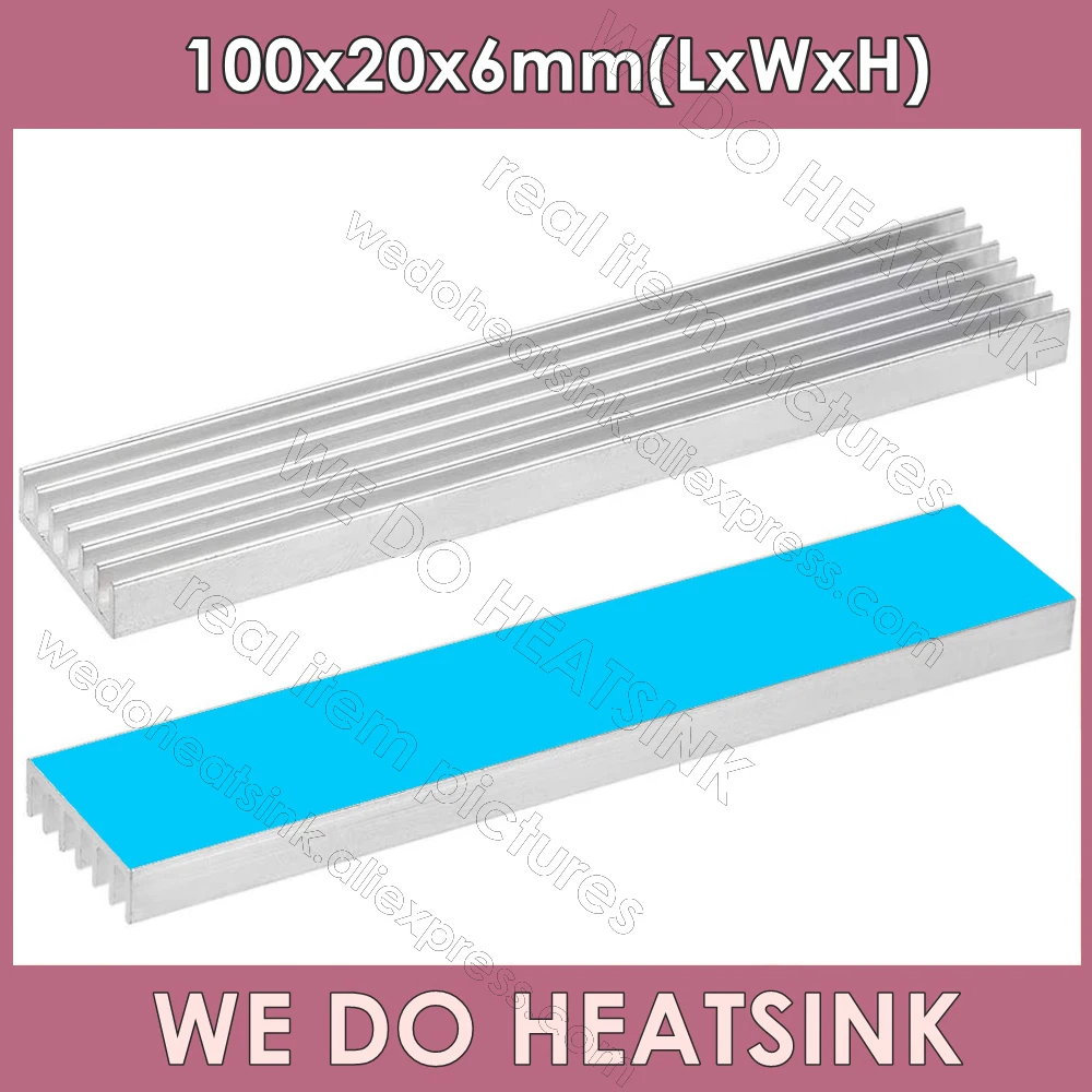 Мы производим радиаторы 100x20x6 мм без или с термопрокладкой, экструдированные радиаторы для графического процессора