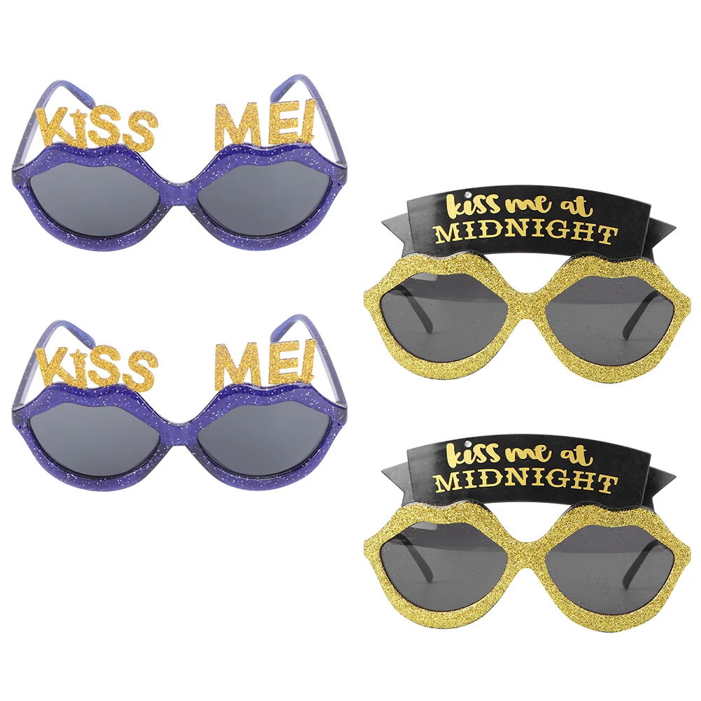 

4Pcs Lip Shape Valentine's Day Plastic Glasses Funny Party Decorative Glasses