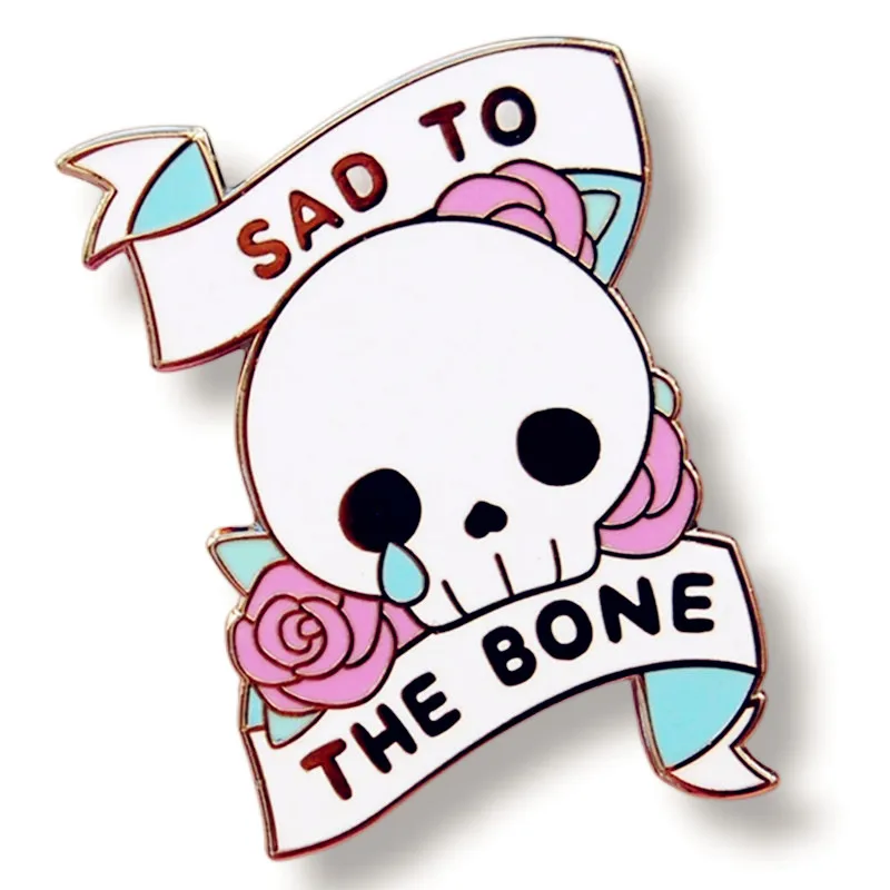 

Cartoon Sad to the Bone Pin Enamel Brooch Alloy Metal Badges Funny Skull Lapel Pins Brooches for Backpacks Jewelry Accessories