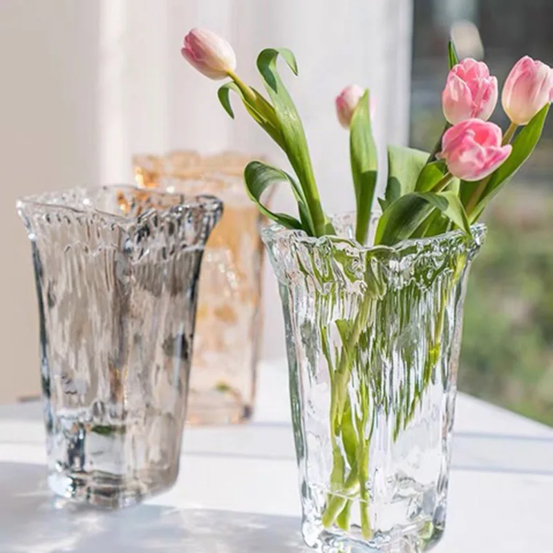 

European Style Simple Vase Creative INS Glass Flower Ware Living Room Dining Table Home Decoration Accessories Flower Vase