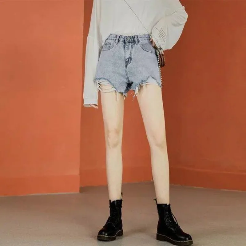 Anime Women's Denim Shorts Ripped Sexy Jeans Booty Cute Tight Print Kawaii Skinny Short Pants for Woman To Wear Mini Graphic XL