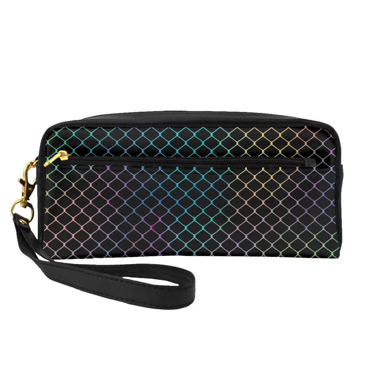 

Colorful Fence Chains Leather Storage Organizers Elegant Modern Organization Makeup Pouch Restroom Couples Cosmetic Bags