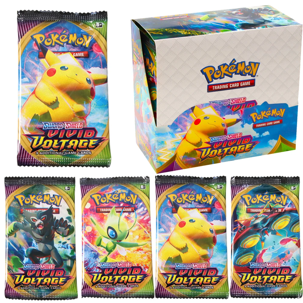 

60/324/360Pcs/Box Pokemon TCG:VIVID VOLTAGE Hidden Fates English Evolutions Booster Collectible Trading Card Game Children Toy