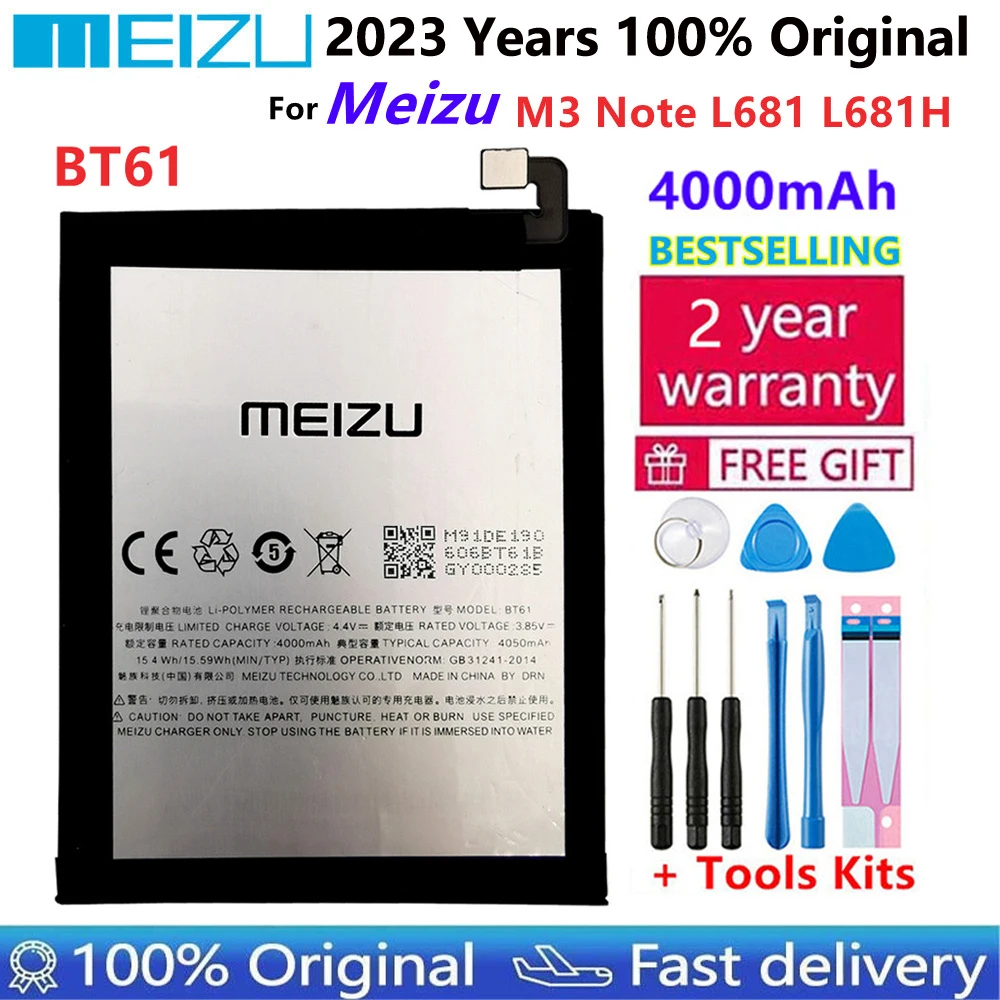 

Meizu 100% Original 4000mAh BT61 Battery For Meizu M3 Note L681 L681H Phone Latest Production Battery Batteries Bateria