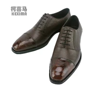 kexima eyugaoduannanxie ostrich leather leather shoes manual business leather sole genuine ostrich leather men formal shoes