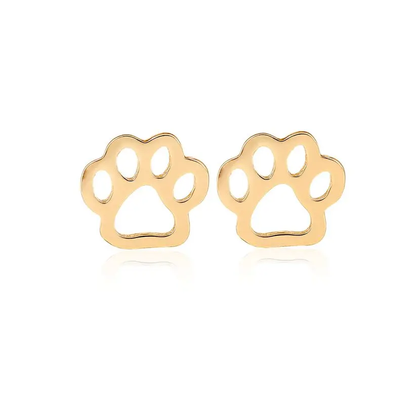 

TULX Stainless Steel Cute Dog Paw Ear Studs Female Fashion Footprint Earrings Puppy Paw Animal Earrings Ear Piercing oorbellen