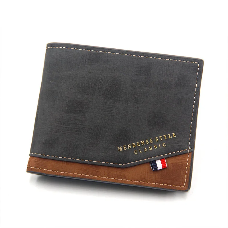 

Short Men Wallets Slim Classic Coin Pocket Photo Holder Small Male Wallet Print Quality Card Holder Frosted Leather Men Purses