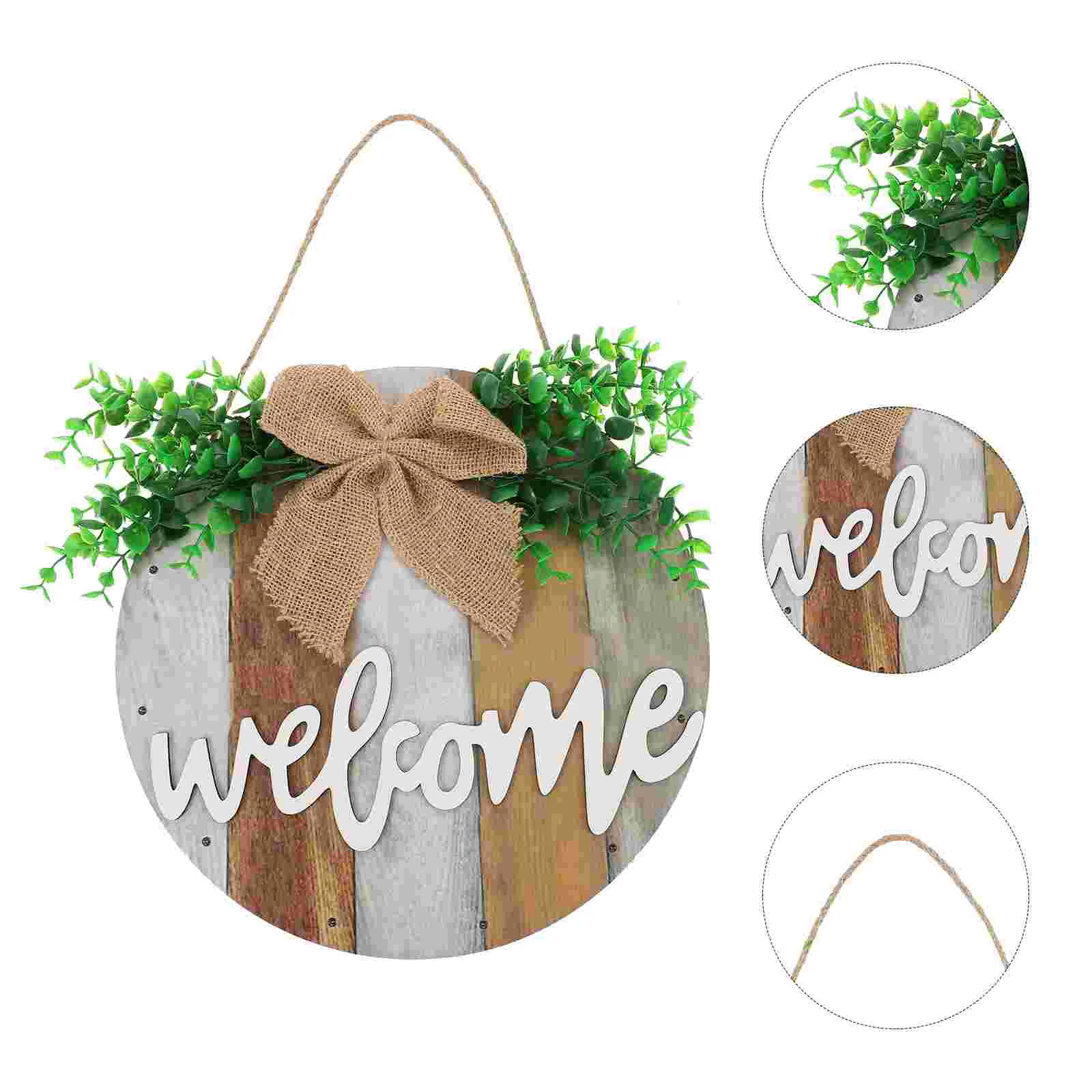 

1 Set Hanging Decor Door Sign Plaque Welcome Logo Pendant With String Light