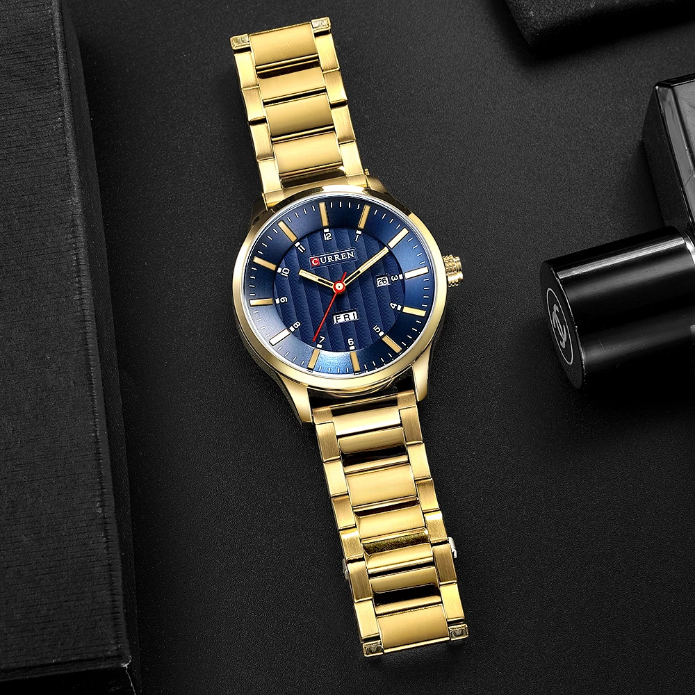 Мужские часы черные кварцевые наручные из нержавеющей стали 2018 люксовый бренд