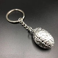 2019hot 3d stereo key chain anatomy brain silver key ring personality metal organ pendant