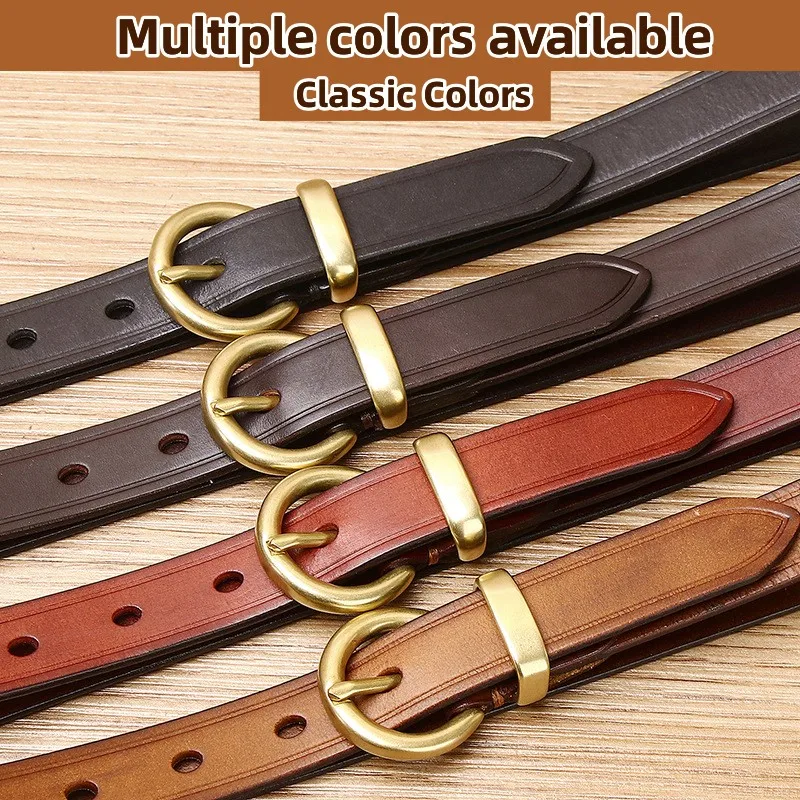 2.3cm Width Female Genuine Leather Belt Copper Pin Buckle Belts Women Jean Wild Cowskin Belts Fashion Simple New Waist Strap