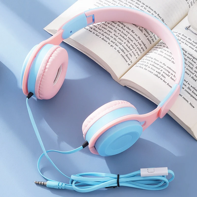 

Kids Headphones Foldable Wired Earphone Children 3.5mm Audio Stereo Jack Headset with Mic for Girls Boys Gift Online Learning