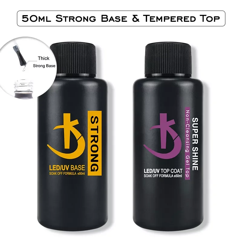 

50ml Strong Rubber Base Gel Semi-permanent Varnish Super Bright No Wipe Top Coat y Base Coat High Capacity Gel Nail Polish