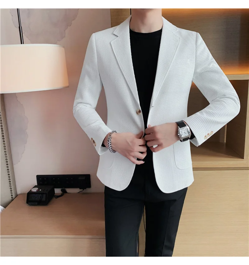 

Высококачественный блейзер для мужчин в итальянском стиле премиум-класса простой модный элегантный деловой повседневный деловой костюм д...