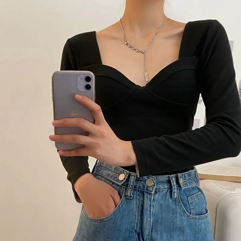 Yasuk Spring Winter Casual Pullover Women's Slim Simple Soft Warm Bottom Velvet With Chest Cushionv Thermal Underwear