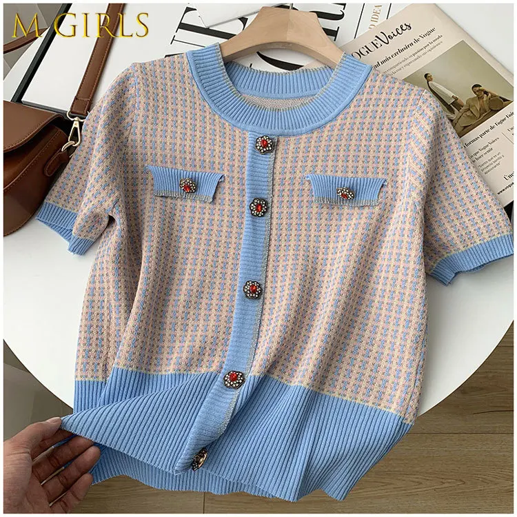 

Винтажный трикотажный Женский пуловер с круглым вырезом и пуговицами, 3 цвета