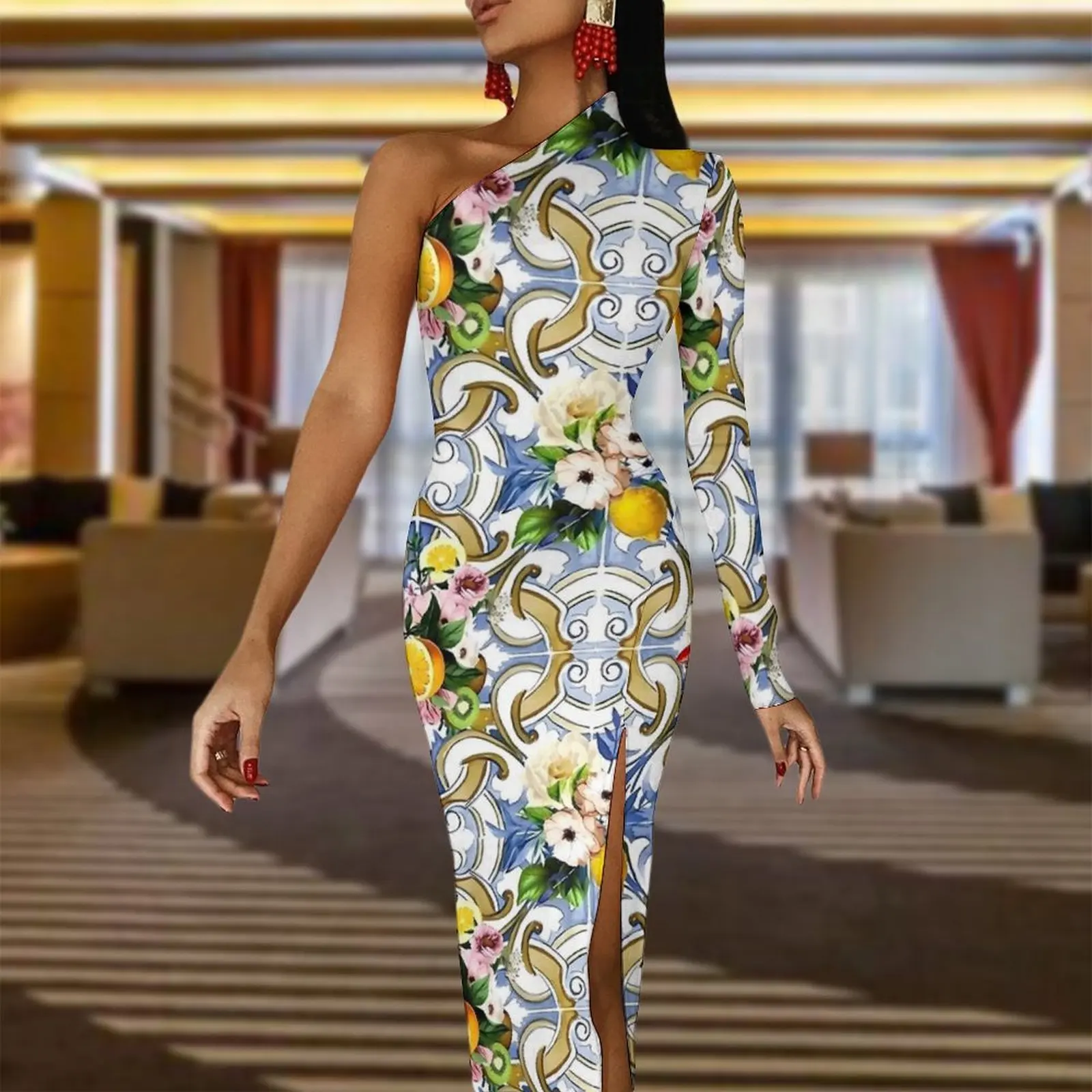 Лимонное длинное платье в стиле ретро женское вечернее макси из сицилийской