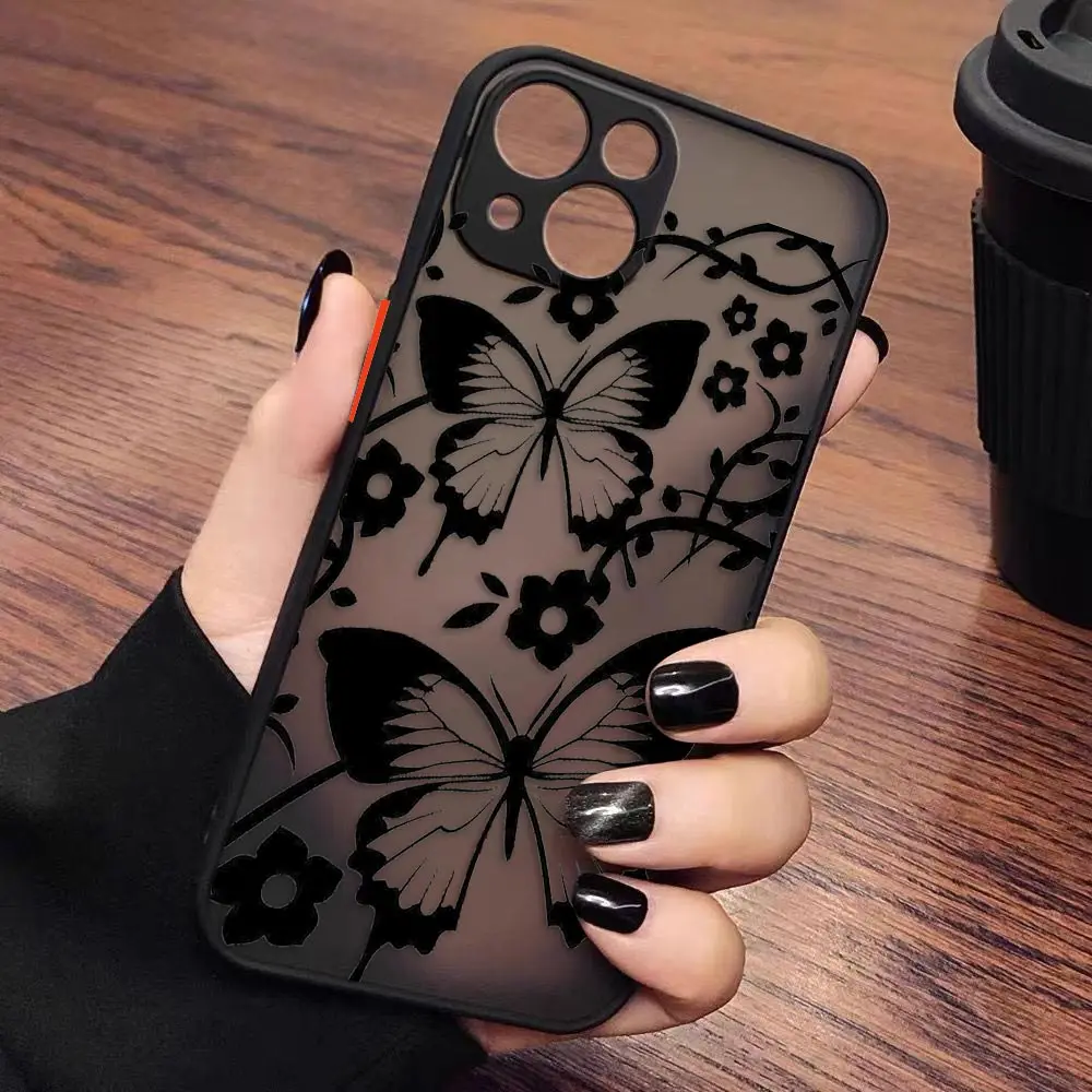 Matte Phone Case for iPhone 14 13 11 12 MINI Pro XS Max XR X 7 8 SE 2022 2020 6 6S Plus Case Funda Beautiful Small Fresh Flowers