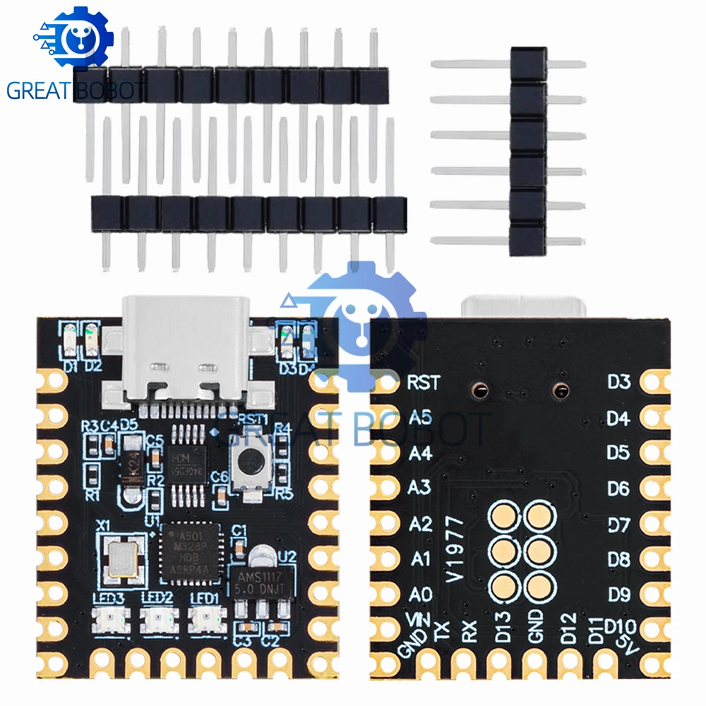 Фото Для Arduino nano mini ultra small typec макетная плата atmega328p чип последовательный порт ch340 №4