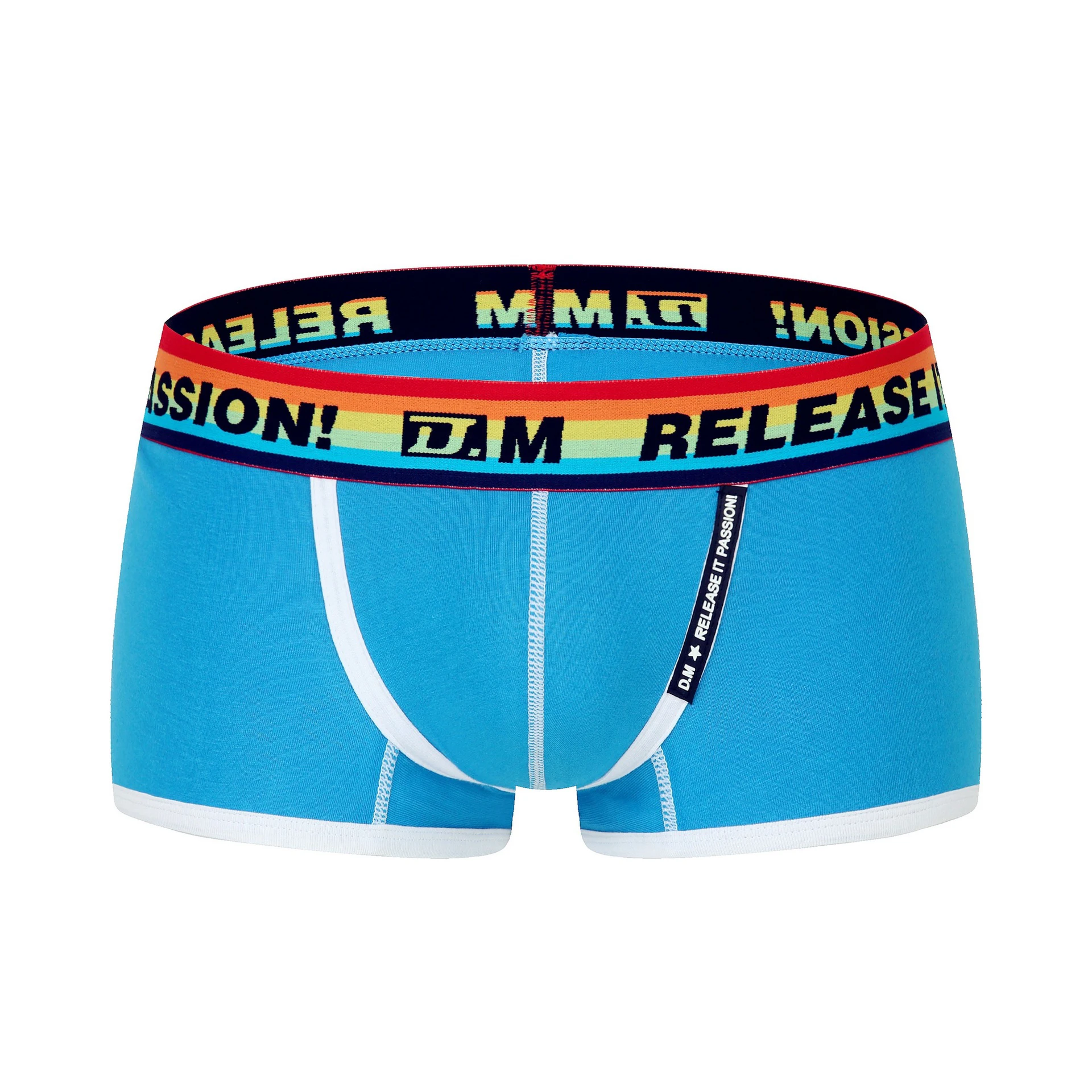 Men's Underwear Low Waist Sexy Under shorts Solid Color Rainbow Striped Boxers for Boy Men