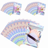 300pcs small resealable holographic foil pouch clear candy ziplock baggies mylar bags packaging for jewelry gift small business
