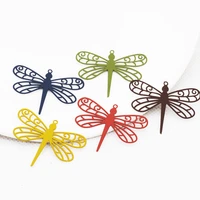 10pcslot filigree stamping charm pendants dragonfly shape painted charms for jewelry making earrings necklace handmade