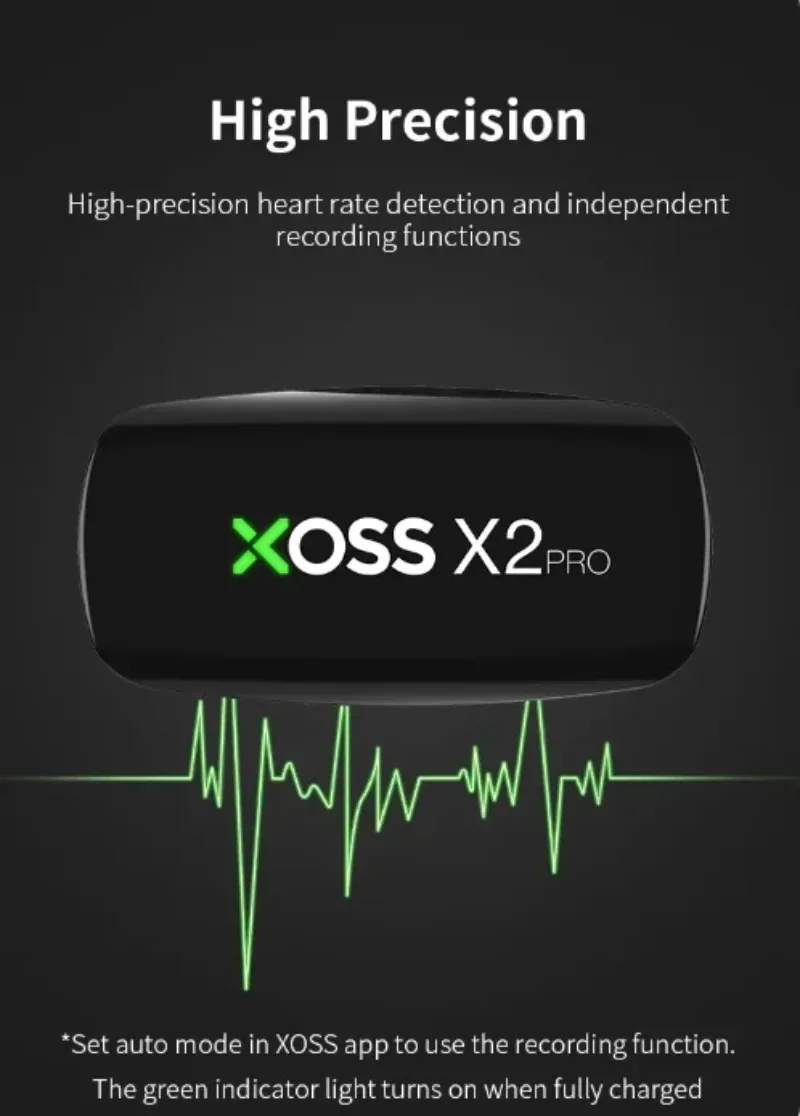 Фото Датчик сердечного ритма XOSS X2 Pro, перезаряжаемое зарядное устройство, хранилище данных для плавания, парусника, фитнеса, бега, велоспорта №3