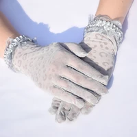 summer leopard mesh gloves women sexy full finger mittens party dance cosplay dress lace mesh sunscreen gloves accessories