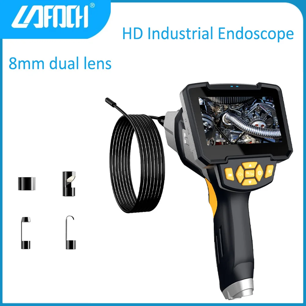 

8mm Dual Lens HD Industrial Endoscope with 4.3Screen IP67 Waterproof Endoscope for automobile and pipeline inspection
