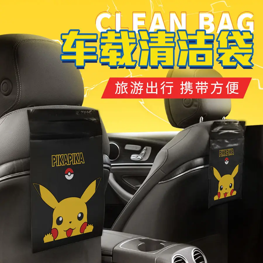 

Anime Pokemon Pikachu Car Trash Bag Adhesive Trash Can Cartoon Environmental Protection Practical Disposable Hanging Trash Bag