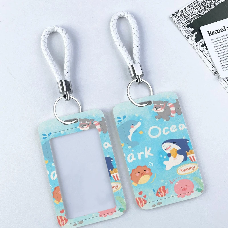 Сумка для бейджа кредитных карт с изображением акулы и кита держатель