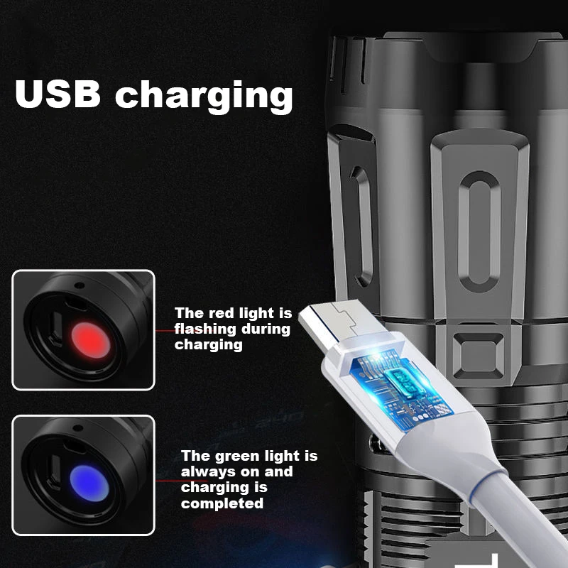 

Outdoor LED Torch USB Rechargeable Flashlight Lantern Waterproof Camping Fishing Hiking Lighting Lamp Tent Light Flashlight