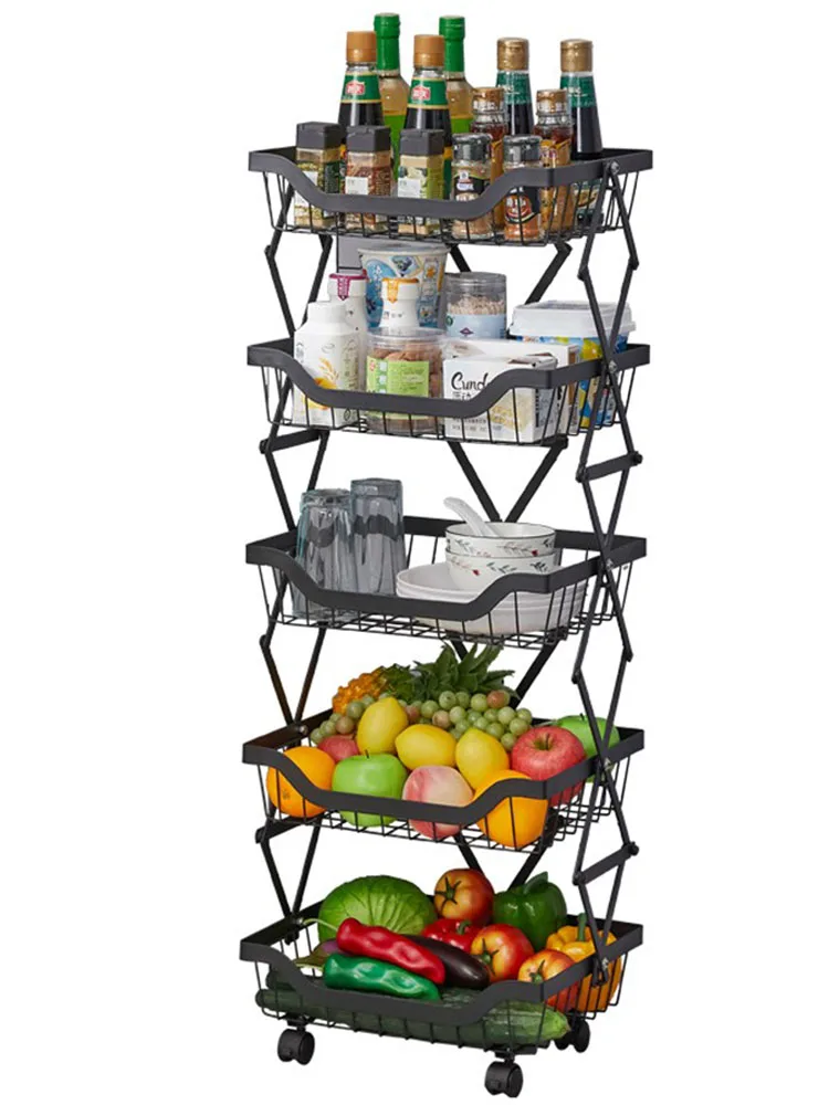 

Household Telescopic Layered Storage Rack Slotted Multi-Tier Shelves Floor Folding Multi-function Bathrrom Organizer Basket