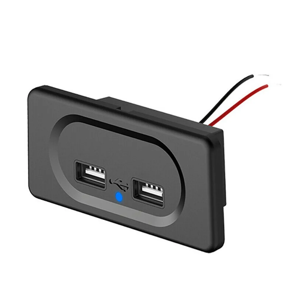 

12cm Dual USB Charger Socket Screws Blue LED Indicator Light Color Dual USB Ports