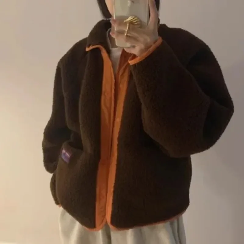 Южная Корея Шикарная осенне-зимняя двусторонняя одежда в стиле ретро с маленькой