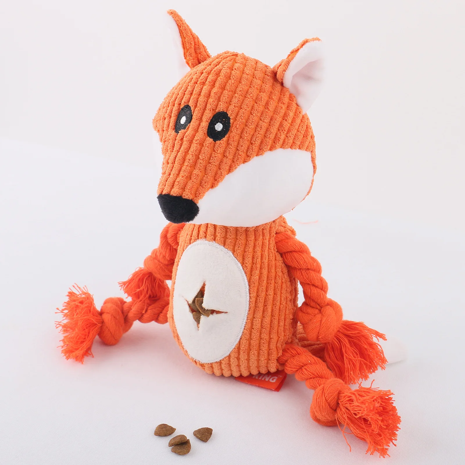 

Cute Orange Fox Plush Squeak Toys Interactive Chewing Soft Puppy Bite Resistant Sounding Toy Hidden Food Toys for Dogs Supplies