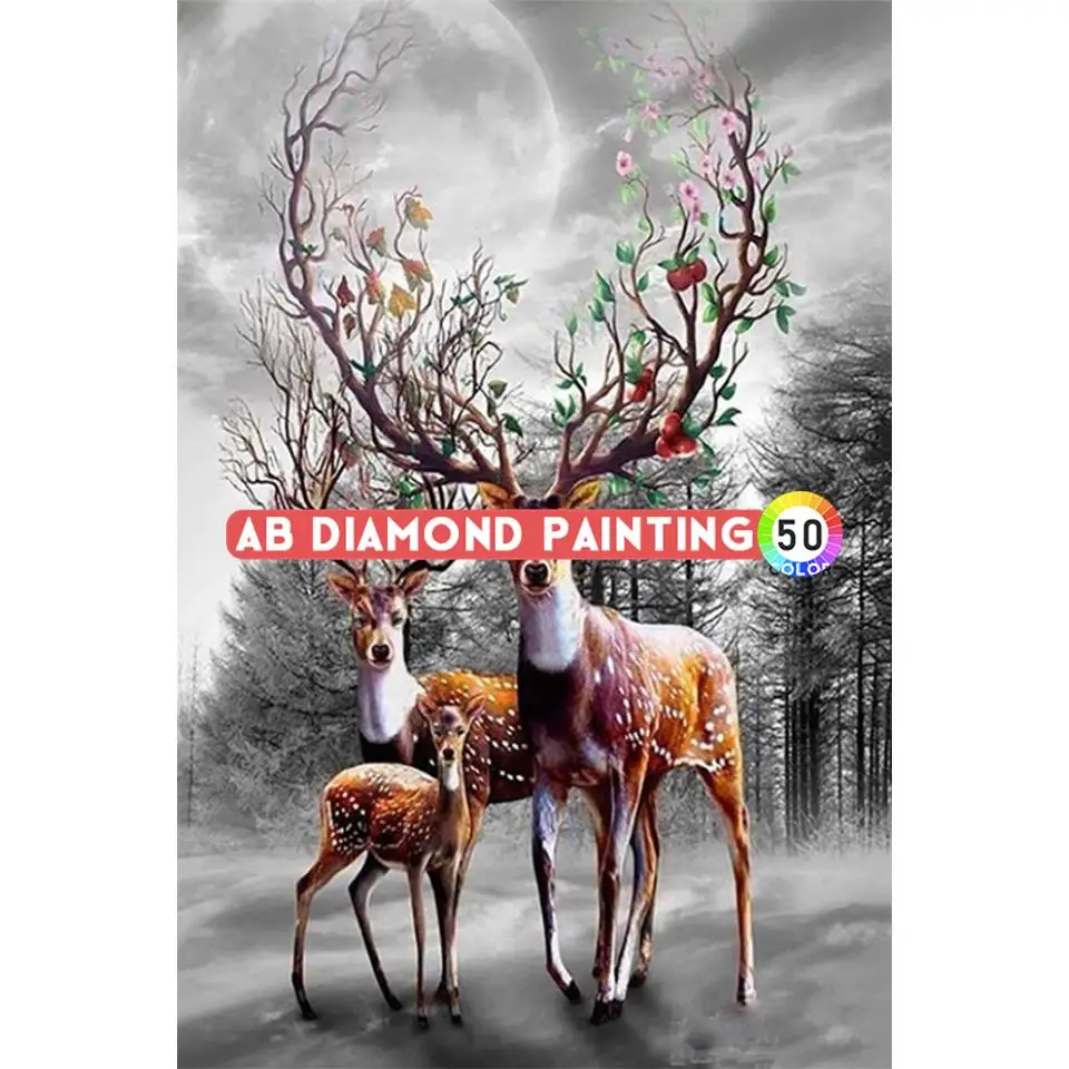 

AB Diamond Painting Interior Paintings Elk 5d Diamonds Picture Mosaic Embroidery Full Accessories Art Kit Fantasy Decorative New