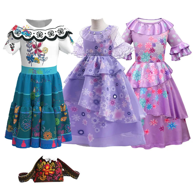 

Encantoed Cosplay Isabella Mirabel Charm Purple Dress Girls Princess Costume Children Fancy Dress Carnival Party Supply Kid Gift