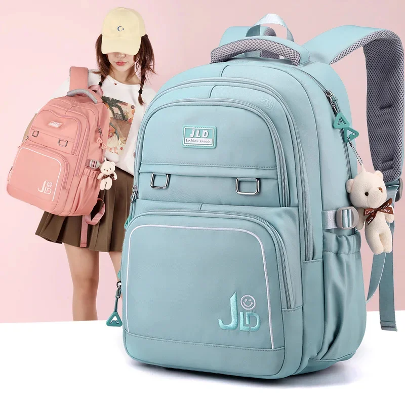 

Школьный ранец для девочек, нейлоновый дорожный водонепроницаемый рюкзак с несколькими карманами, повседневная женская сумка для студентов и подростков