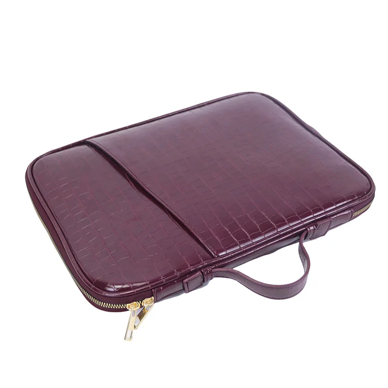 Free Custom Crocodile PU Leather Portable File Holder for Macbook 13 Inch/IPAD Anti-Fall Cover Notebook Storage Bag Laptop Case