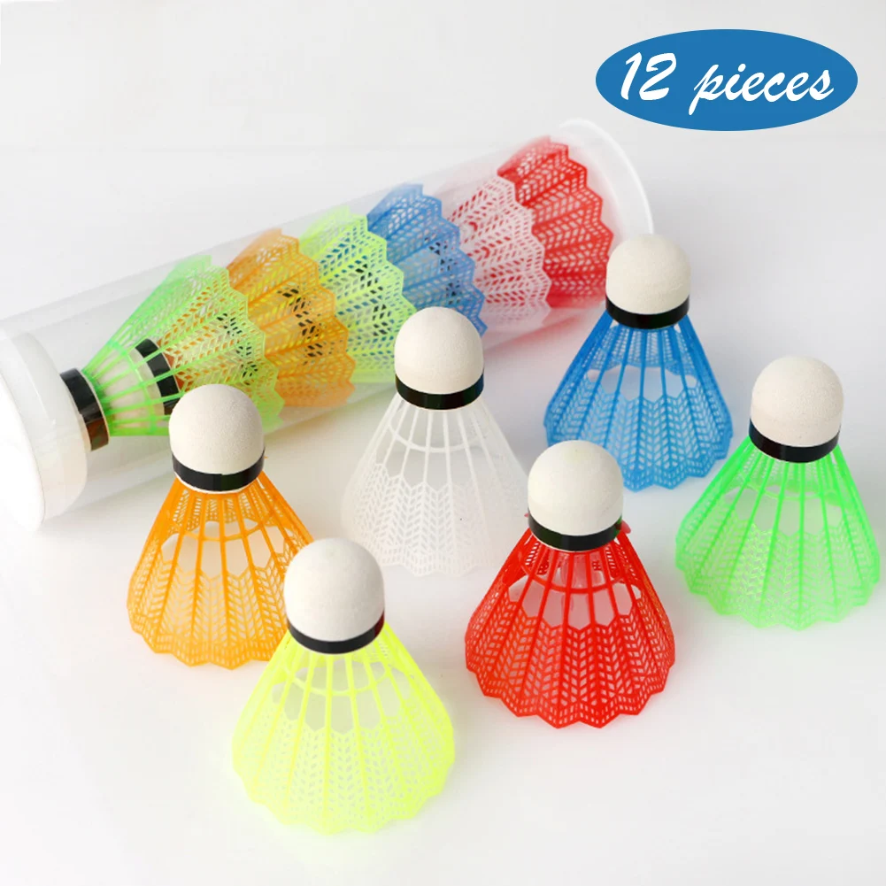 12Pcs Color Plastic Badminton Balls Lightweight Outdoor Products Sport Training Shuttlecocks Hitting Practice Suppiles - купить по