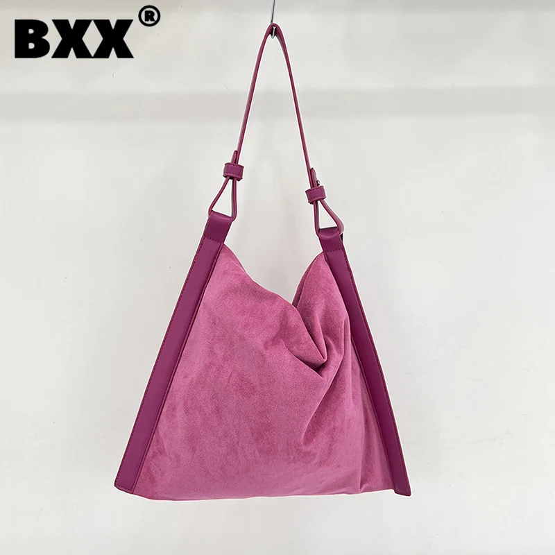 

[BXX] Solid Color Shopping Portable Tote Bag For Women 2023 New Fashion Shoulder Bags Female Casual Simple Handbag 8AB556