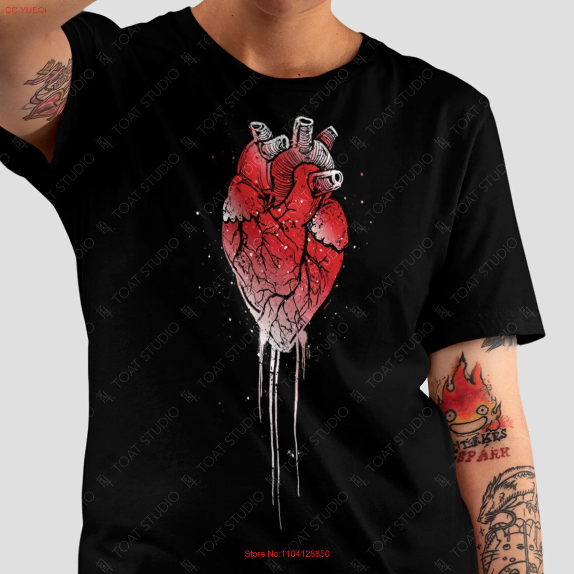 Футболка Y2K с анатомическим сердцем рубашка кровавым капанием клапаном темная