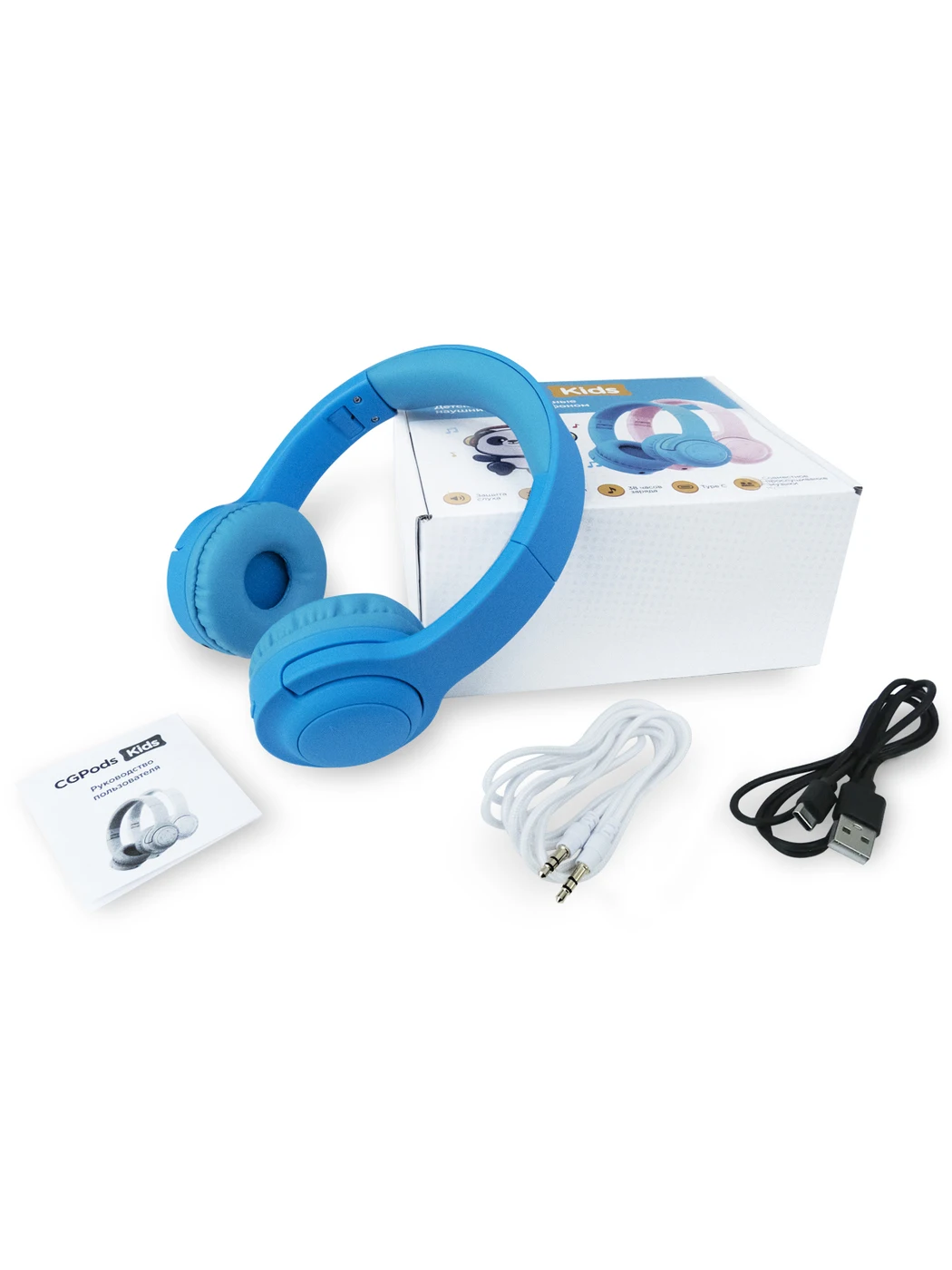 

Беспроводные детские наушники CaseGuru CGPods кидс с микрофоном / bluetooth 5.0 / голубые